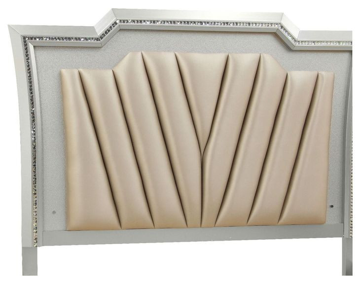 Kaitlyn Gray and Champagne King Upholstered Storage Panel Bed with LED