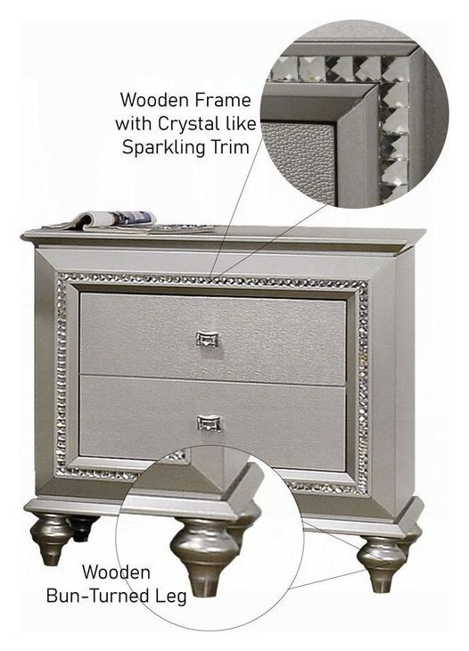 Kaitlyn Champagne 2 Drawer Nightstand