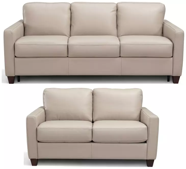 Millbrook Taupe Plain Leather Living Room Set