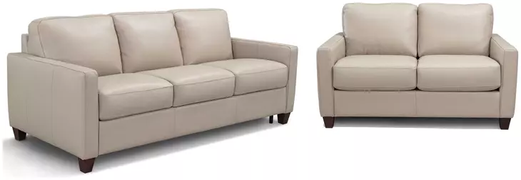 Verona Taupe Plain Leather Living Room Set