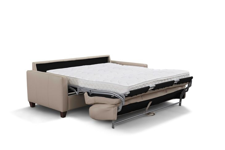 Millbrook Taupe Plain Leather 85" Queen Sleeper Sofa