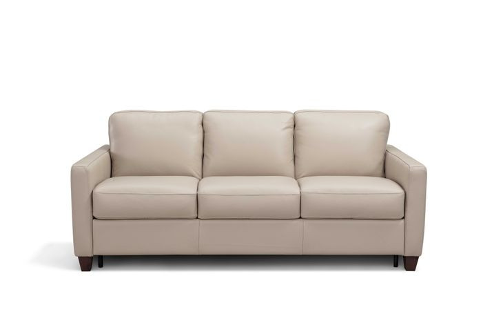 Millbrook Taupe Plain Leather 85" Queen Sleeper Sofa