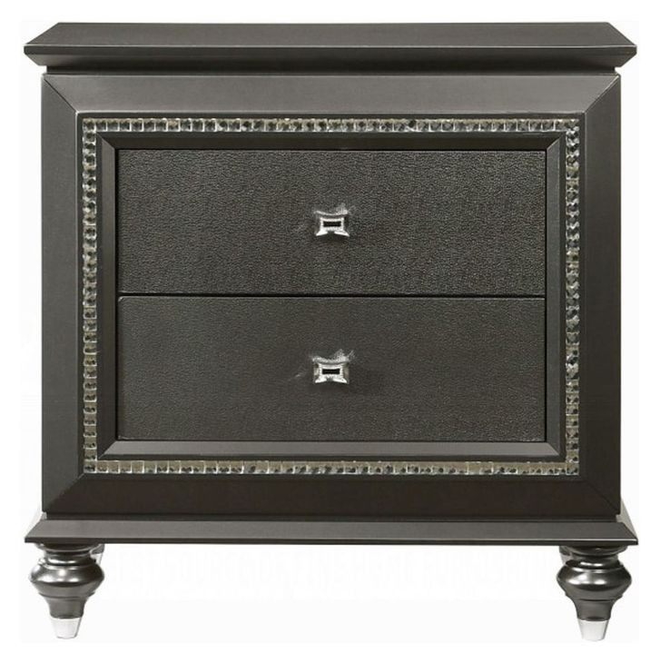 Kaitlyn Metallic Gray 2 Drawer Nightstand