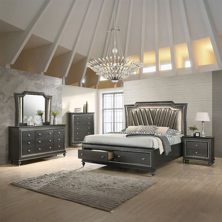 Kaitlyn Metallic Gray 2 Drawer Nightstand