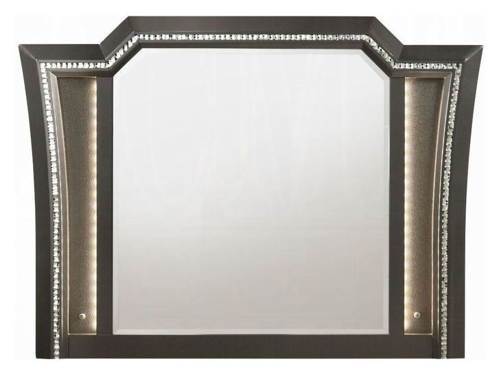 Kaitlyn Metallic Gray Arched Dresser Mirror with LED