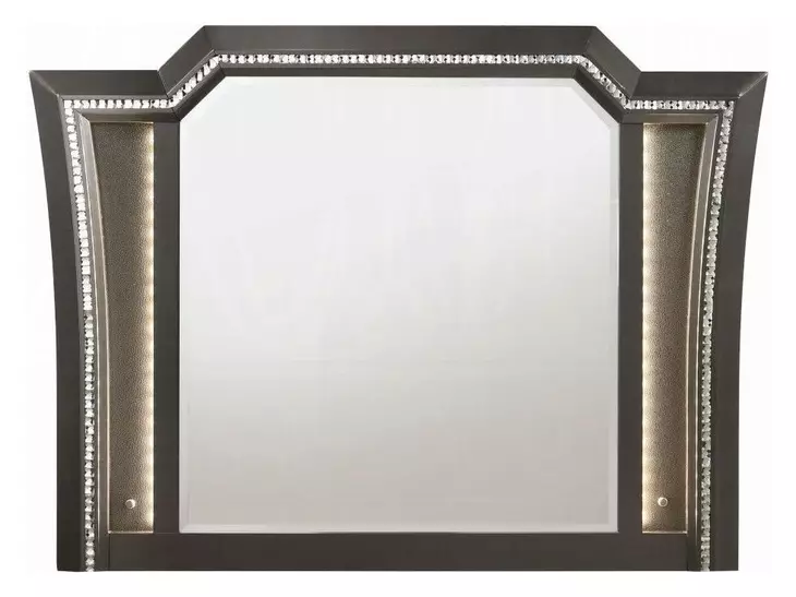 Kaitlyn Metallic Gray Arched Dresser Mirror with LED