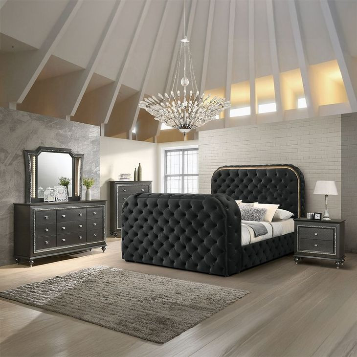 Kaitlyn Metallic Gray Arched Dresser Mirror with LED