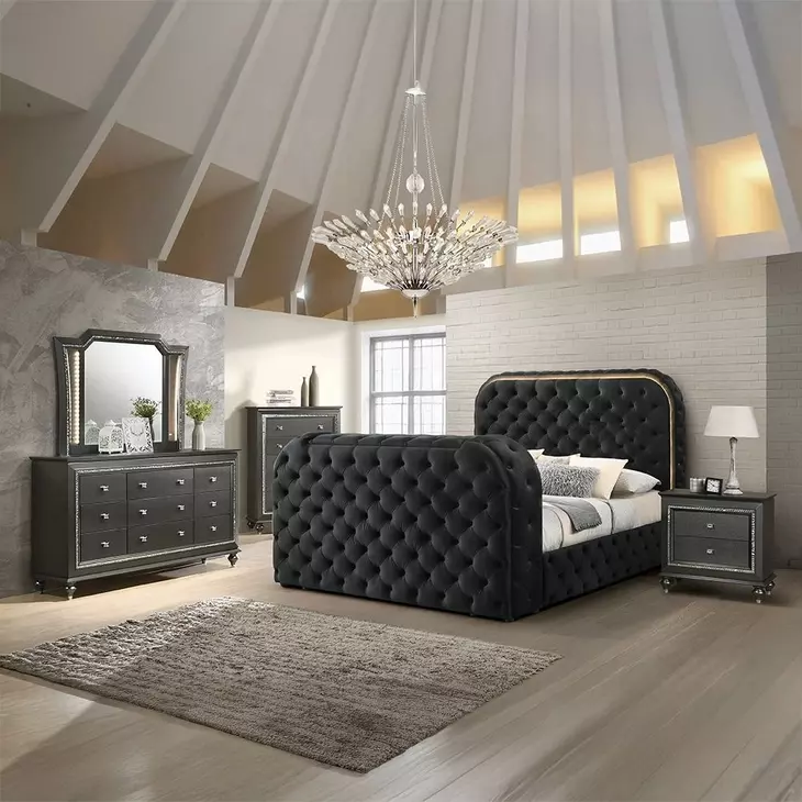 Kaitlyn Metallic Gray Arched Dresser Mirror with LED