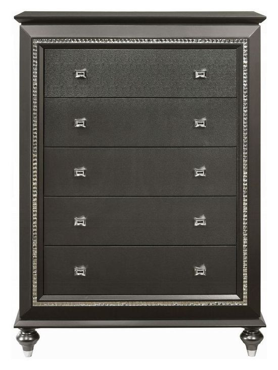 Kaitlyn Metallic Gray 5 Drawer Chest