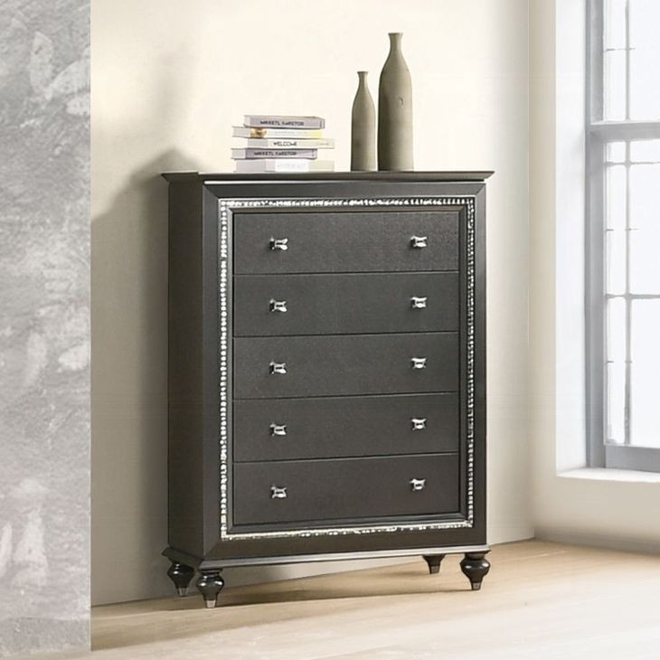 Kaitlyn Metallic Gray 5 Drawer Chest