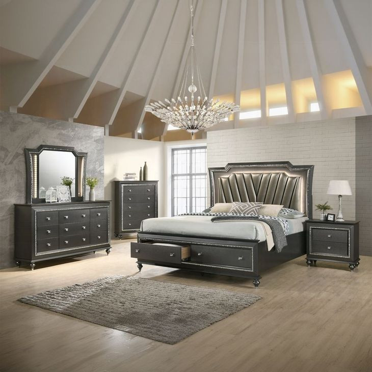 Kaitlyn Metallic Gray 5 Drawer Chest