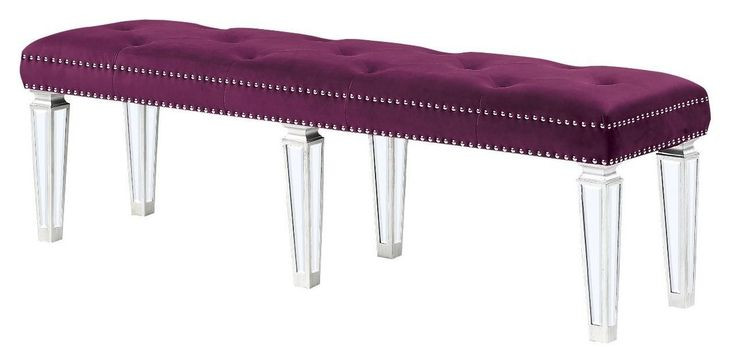 Varian Burgundy Upholstered Dining Bench with Nailhead Trim