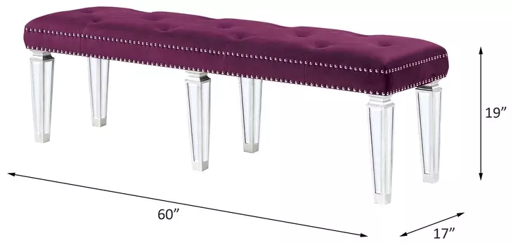Varian Burgundy Upholstered Dining Bench with Nailhead Trim