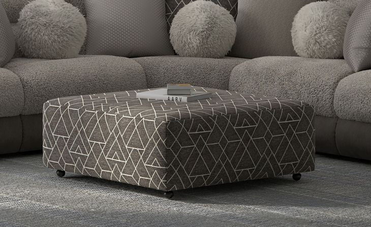 Rendezvous Umber Castered Cocktail Square Ottoman