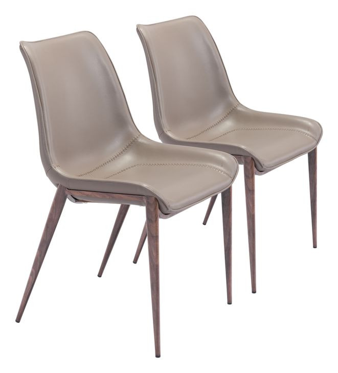 Magnus Gray Dining Chair with Matte Brown Legs Set Of 2
