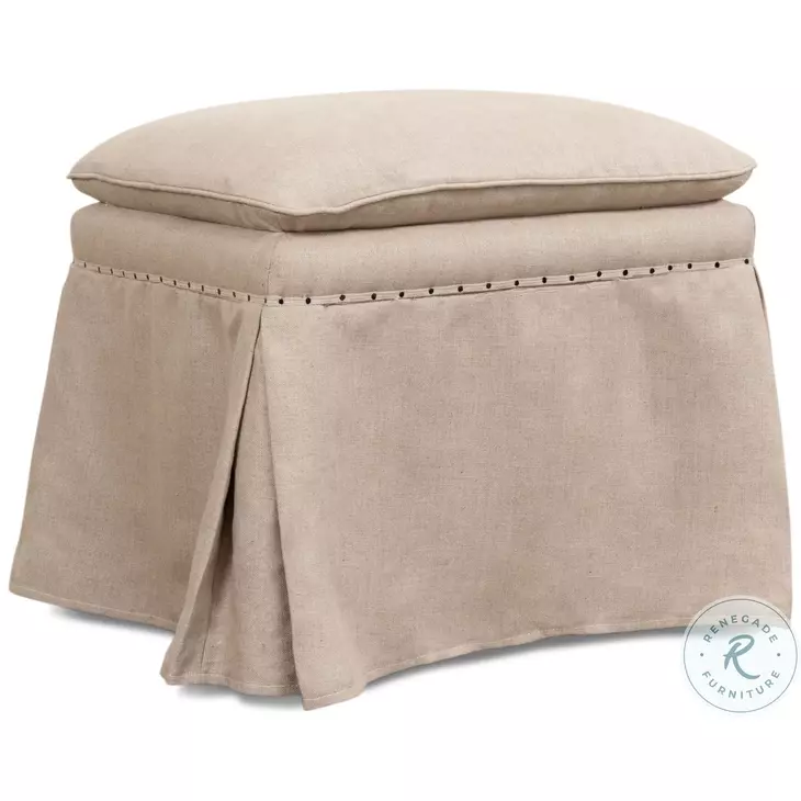 Draped Beige Ottoman Set of 2