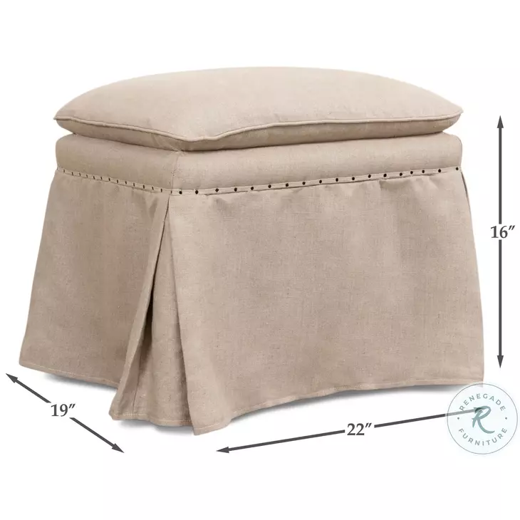 Draped Beige Ottoman Set of 2