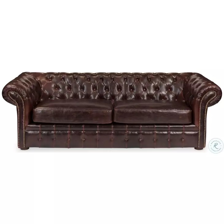 Piccadilly Club Brown Leather 91" Sofa