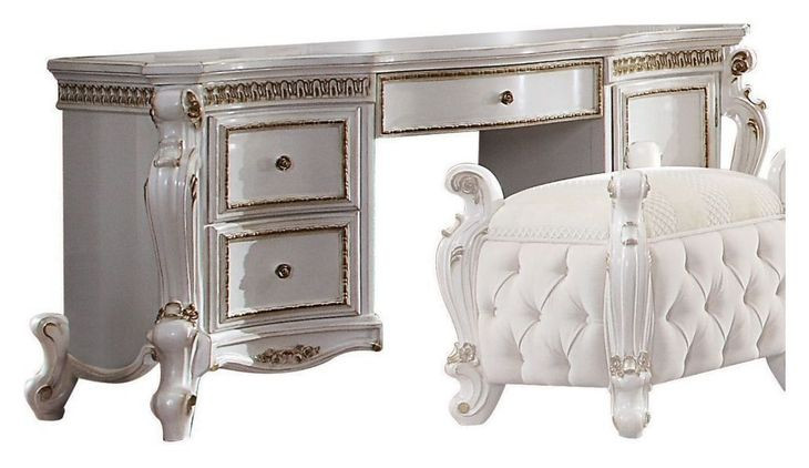 Picardy Antique Pearl 3 Drawer Vanity Desk