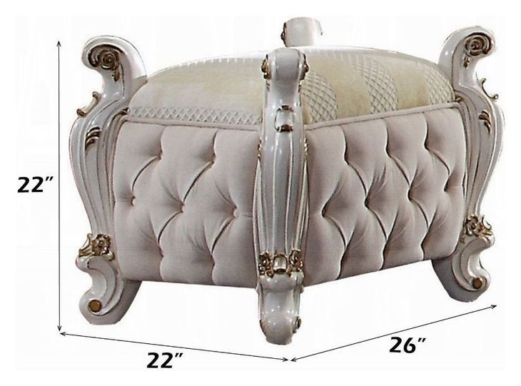 Picardy Antique Pearl Upholstered Vanity Stool