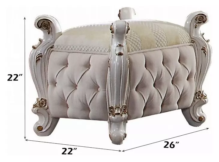 Picardy Antique Pearl Upholstered Vanity Stool