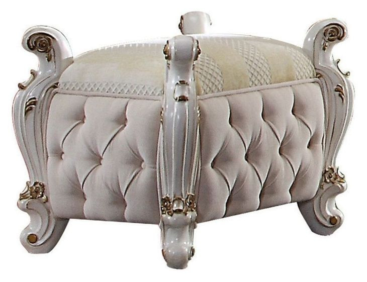 Picardy Antique Pearl Upholstered Vanity Stool