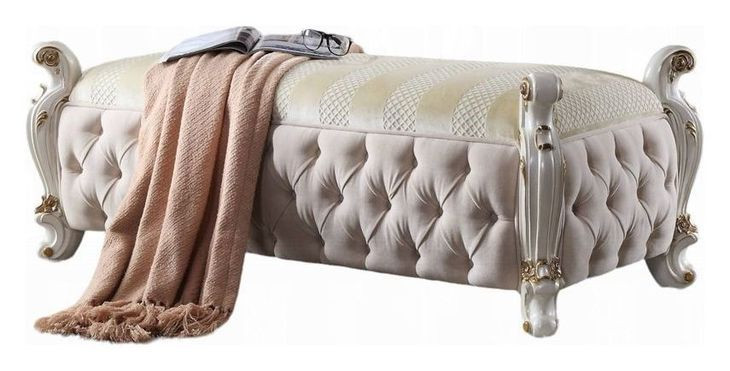 Picardy Antique Pearl Upholstered 58" Accent Bench
