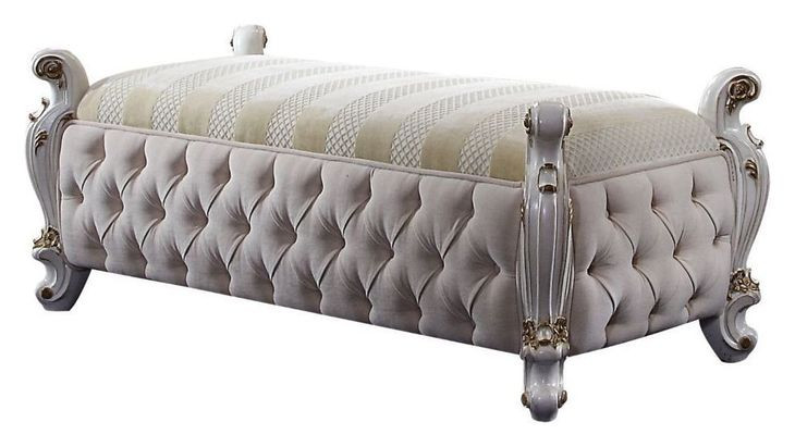 Picardy Antique Pearl Upholstered 58" Accent Bench