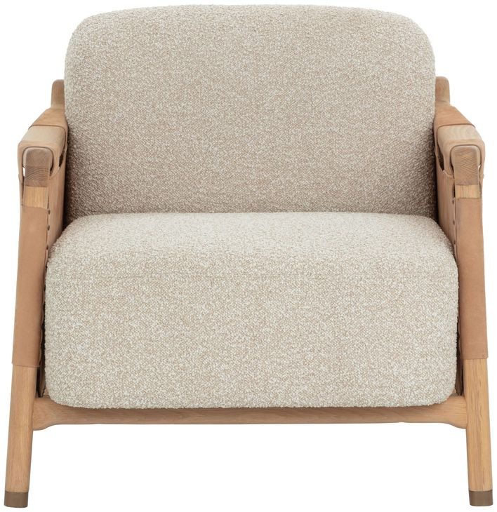 Calloway Santa Cruz Oatmeal and Nubuck Tan Leather Upholstered Lounge Chair