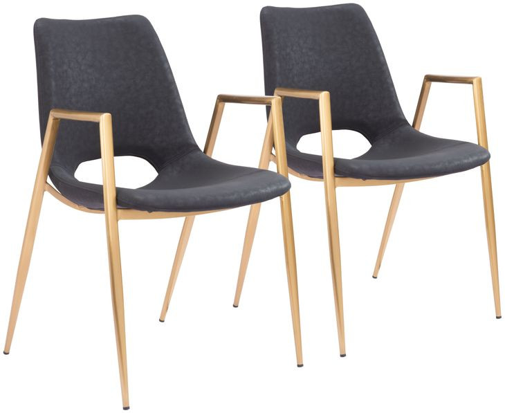 Desi Black and Gold Dining Chair Set of 2