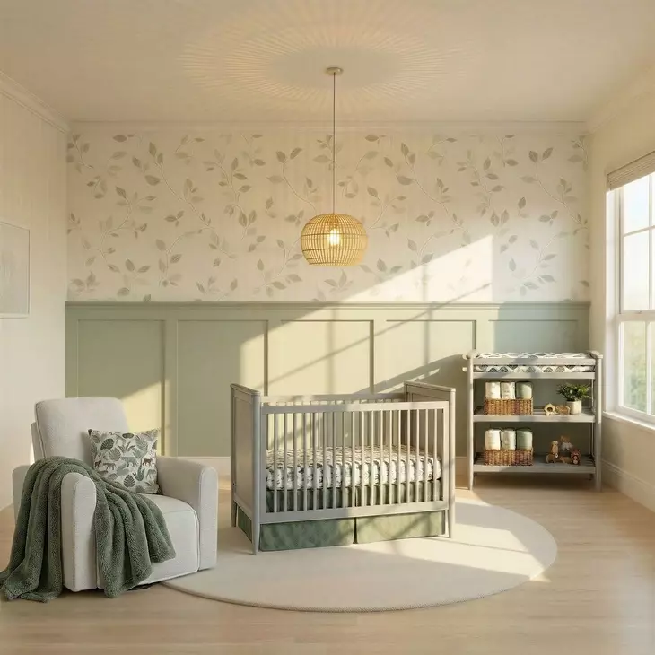 Modern Nursery Light Gray Convertible Crib
