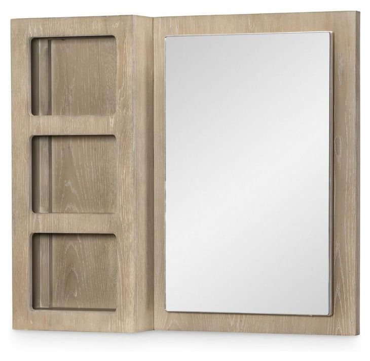 District Weathered Oak Rectangular Dresser Mirror with Storage