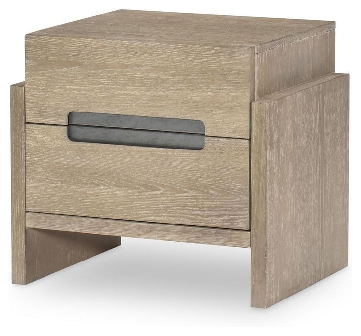 District Weathered Oak 2 Drawer Nightstand with USB Charging