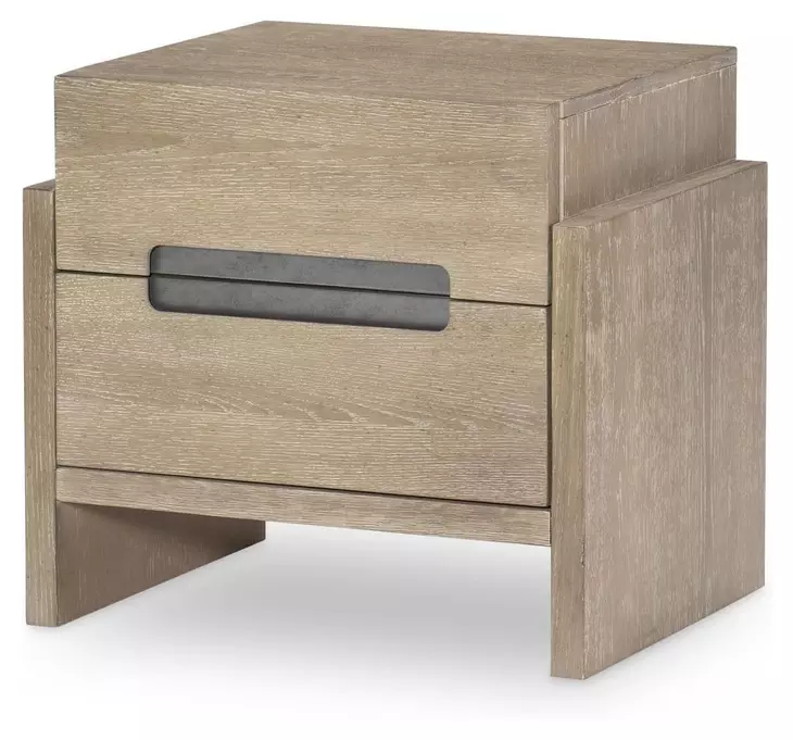 District Weathered Oak 2 Drawer Nightstand with USB Charging