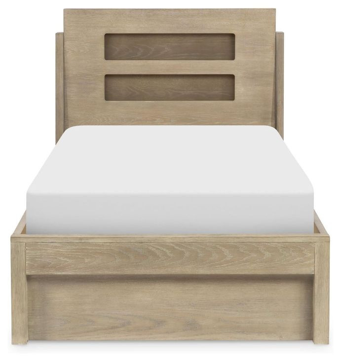 District Weathered Oak Youth Storage Panel Bedroom Set with LED