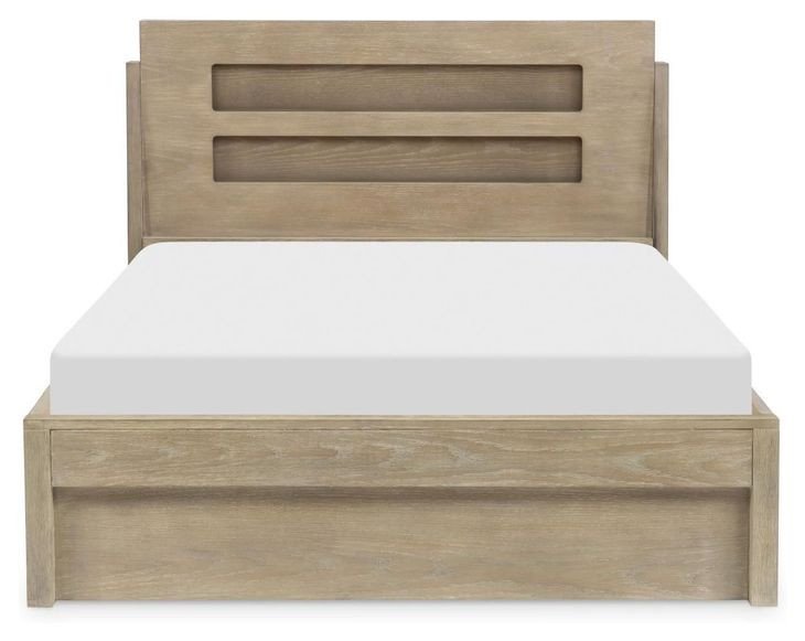 District Weathered Oak Full Storage Panel Bed with LED
