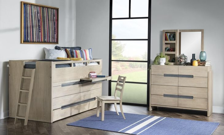 District Weathered Oak Twin Captains Storage Bed