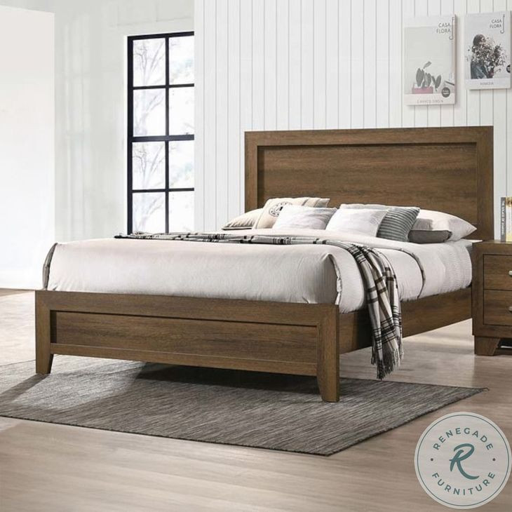 Miquell Oak Eastern King Panel Bed