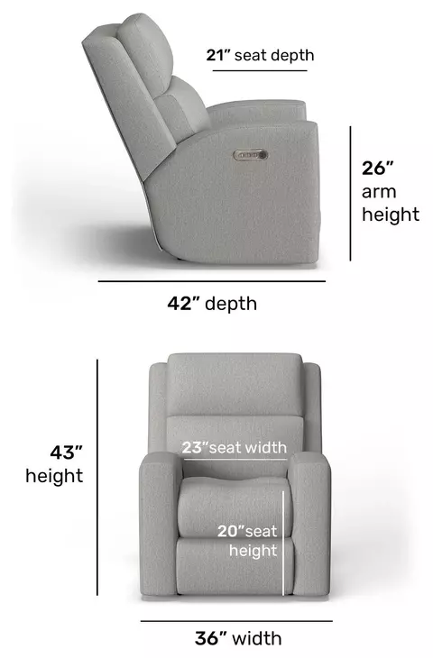 Score Gray Zero Gravity Power Recliner with Power Headrest and USB Charging