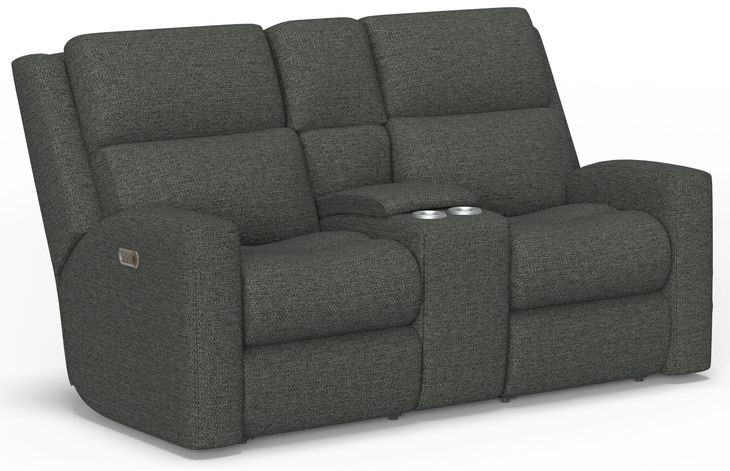 Score Midnight 74" Zero Gravity Power Reclining Loveseat with Console and USB Charging