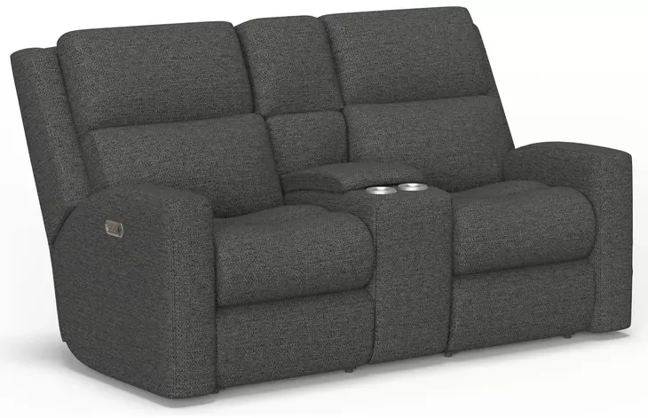 Score Midnight 74" Zero Gravity Power Reclining Loveseat with Console and USB Charging