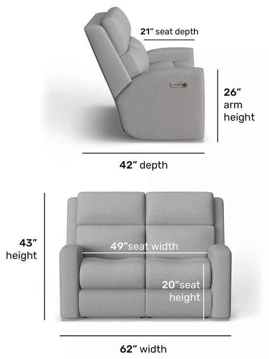 Score Desert 62" Zero Gravity Power Reclining Loveseat with Power Lumbar and USB Charging