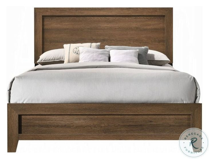 Miquell Oak Queen Panel Bed