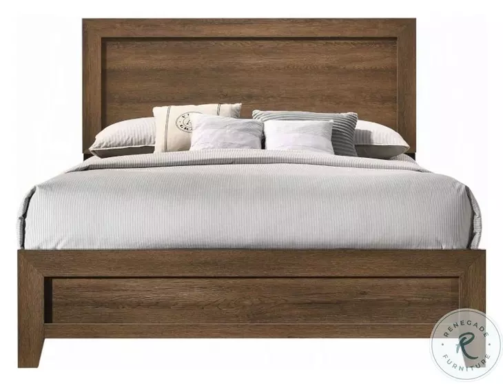 Miquell Oak Queen Panel Bed
