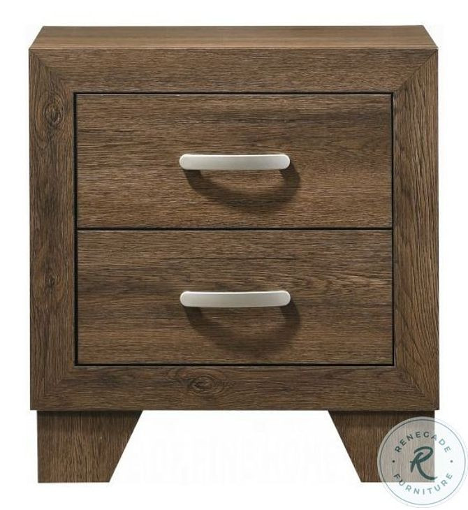 Miquell Oak 2 Drawer Nightstand