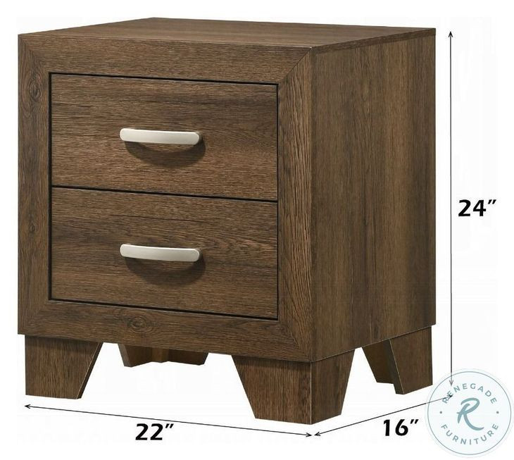 Miquell Oak 2 Drawer Nightstand