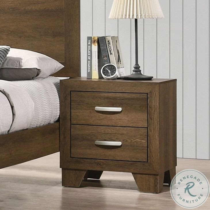 Miquell Oak 2 Drawer Nightstand