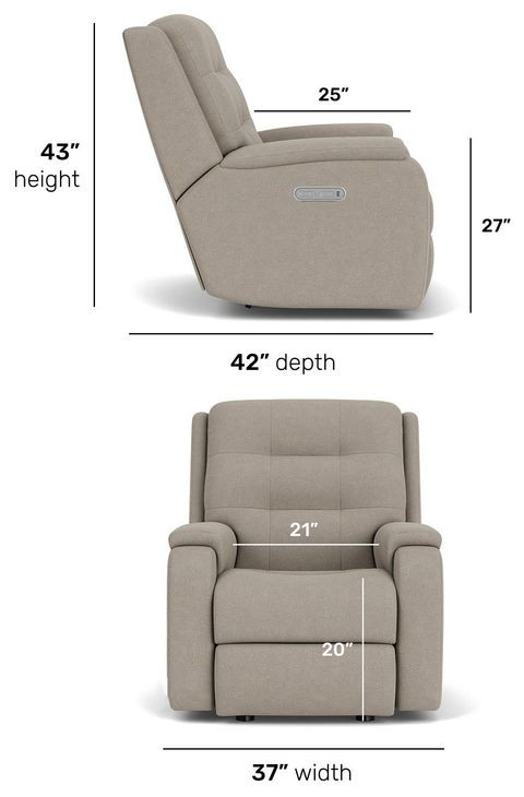 Arlo Gray Rocker Power Recliner with Power Lumbar and USB Charging