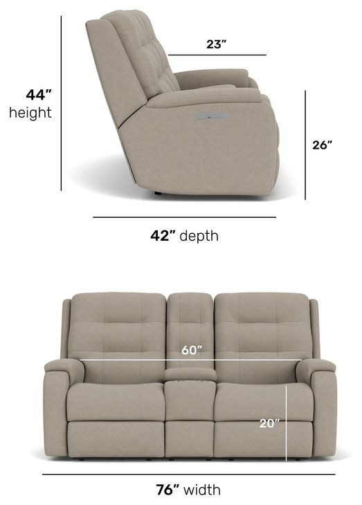 Arlo Gray 76" Power Reclining Loveseat with Console and USB Charging