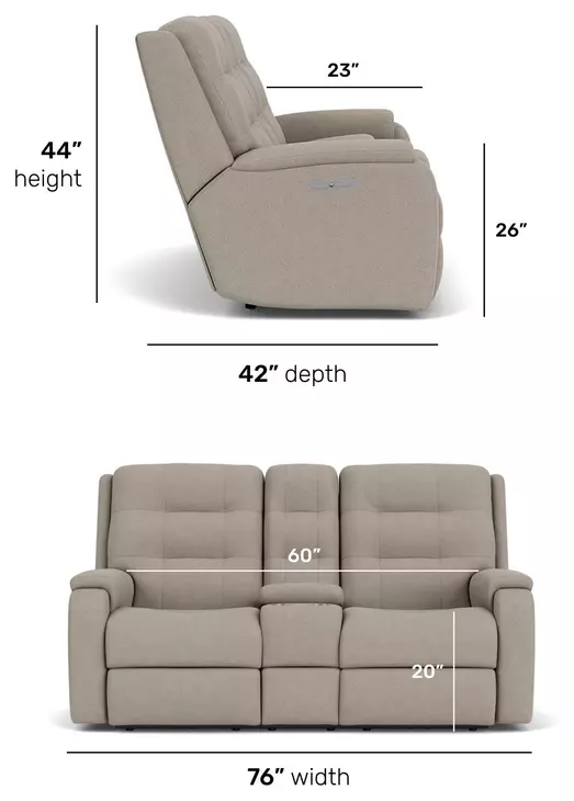 Arlo Gray 76" Power Reclining Loveseat with Console and USB Charging